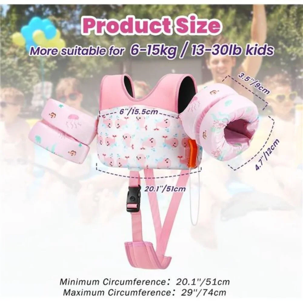 Girls Toddler Swim Vest, Toddler Floaties Fit 13-30 Lbs., Puddle Jumper for Kids